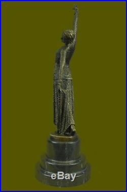 Hand Made Bronze Statue Demetre Chiparus Elegant Standing Dance Sculpture