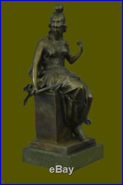 Hand Made Bronze Statue Greek Roman Goddess of War Marble Base Figurine UG
