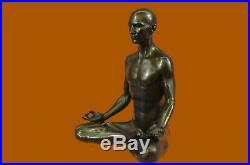 Hand Made Bronze Statue Sensual Male Athlete Yoga Exercise Room Gym Figurine