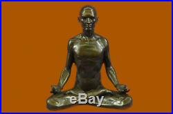 Hand Made Bronze Statue Sensual Male Athlete Yoga Exercise Room Gym Figurine