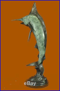 Hand Made Bronze handwork carved Dragon Fish Swordfish statue Limited Edition Ar