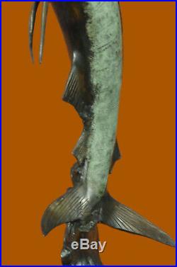 Hand Made Bronze handwork carved Dragon Fish Swordfish statue Limited Edition Ar