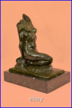 Hand Made Bronze nude girl kneeling sculpture A. GENNARELLI Museum Quality Statu