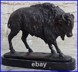 Hand Made Buffalo Bison Genuine Solid Bronze Sculpture Home Office Decoration