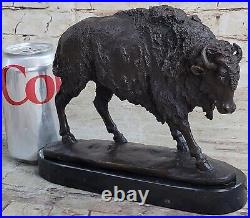 Hand Made Buffalo Bison Genuine Solid Bronze Sculpture Home Office Decoration