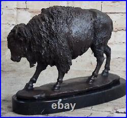 Hand Made Buffalo Bison Genuine Solid Bronze Sculpture Home Office Decoration