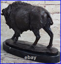 Hand Made Buffalo Bison Genuine Solid Bronze Sculpture Home Office Decoration