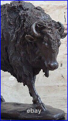 Hand Made Buffalo Bison Genuine Solid Bronze Sculpture Home Office Decoration