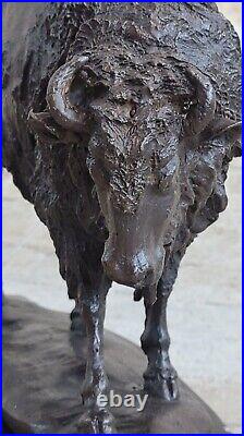 Hand Made Buffalo Bison Genuine Solid Bronze Sculpture Home Office Decoration