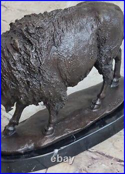 Hand Made Buffalo Bison Genuine Solid Bronze Sculpture Home Office Decoration