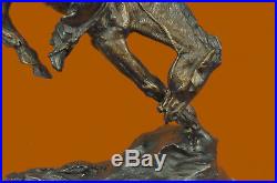 Hand Made Buster Frederic Remington Bronze Statue Cowboy Horse Marble Figurine