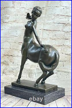 Hand Made By Lost Wax Woman Centaur Beast Greek Nude Mythology Bronze Figure