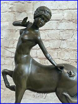 Hand Made By Lost Wax Woman Centaur Beast Greek Nude Mythology Bronze Figure