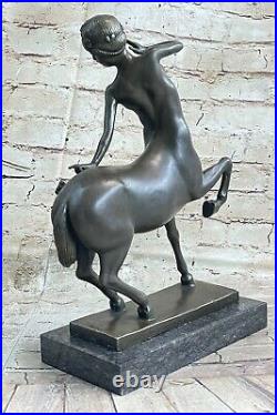Hand Made By Lost Wax Woman Centaur Beast Greek Nude Mythology Bronze Statue