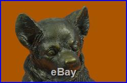 Hand Made Chihuahua Dog In Hooded Sweater Statue Figurine Bronze Sculpture