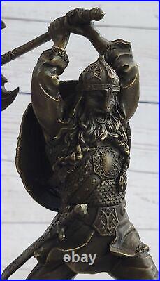 Hand Made Classic Artwork Male Viking Genuine Bronze Sculpture Figurine Figure S