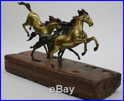 Hand Made Classic Detailed Numbered 3 Horses Mustang by Milo Free Spirit Statue