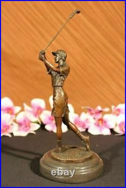 Hand Made Collector Edition Woman Golfer Golf Trophy Bronze Sculpture Statue Art