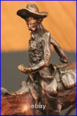 Hand Made Cowboy Inspired by Remington Solid Bronze Statue Sculpture Figurine