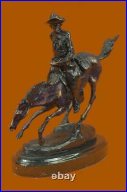 Hand Made Cowboy Inspired by Remington Solid Bronze Statue Sculpture Figurine