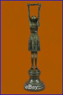 Hand Made Dancer Flapper Jazz Art Deco Roaring 20s Woman Bronze Statue Sculpture