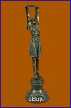 Hand Made Dancer Flapper Jazz Art Deco Roaring 20s Woman Bronze Statue Sculpture
