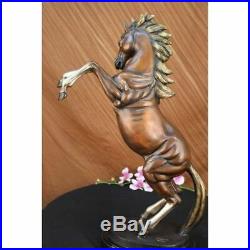 Hand Made Deco Rearing Horse Bronze Sculpture Marble Base Statue Decor Large