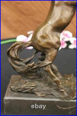 Hand Made Deco Rearing Horse Bronze Sculpture Marble Base Statue Large Art Sale