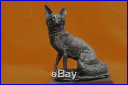 Hand Made Detailed Large Fox Wildlife Bronze Sculpture Marble Statue Figurine NR
