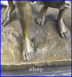 Hand Made Detailed Loving Family Couple Bronze Sculpture Marble Base Figurine
