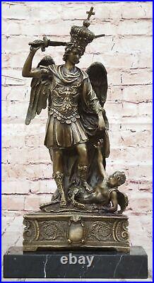 Hand Made Detailed Saint Michael Devil Luciefer Dark Angel Bronze Sculpture Gift Hand Made Detailed Saint Michael Devil Luciefer Dark Angel Bronze Sculpture Gift