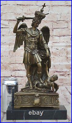 Hand Made Detailed Saint Michael Devil Luciefer Dark Angel Bronze Sculpture Gift Hand Made Detailed Saint Michael Devil Luciefer Dark Angel Bronze Sculpture Gift
