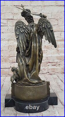 Hand Made Detailed Saint Michael Devil Luciefer Dark Angel Bronze Sculpture Gift Hand Made Detailed Saint Michael Devil Luciefer Dark Angel Bronze Sculpture Gift