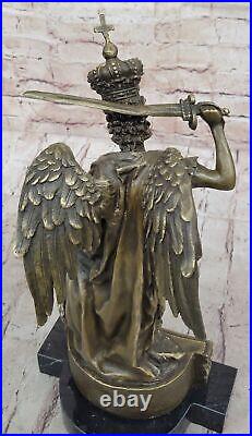 Hand Made Detailed Saint Michael Devil Luciefer Dark Angel Bronze Sculpture Gift Hand Made Detailed Saint Michael Devil Luciefer Dark Angel Bronze Sculpture Gift
