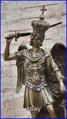 Hand Made Detailed Saint Michael Devil Luciefer Dark Angel Bronze Sculpture Gift Hand Made Detailed Saint Michael Devil Luciefer Dark Angel Bronze Sculpture Gift