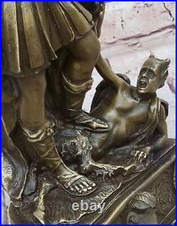 Hand Made Detailed Saint Michael Devil Luciefer Dark Angel Bronze Sculpture Gift Hand Made Detailed Saint Michael Devil Luciefer Dark Angel Bronze Sculpture Gift