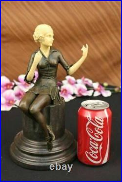 Hand Made Detailed Sitting Woman Genuine Bronze Sculpture Home Decoration Statue