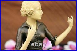 Hand Made Detailed Sitting Woman Genuine Bronze Sculpture Home Decoration Statue