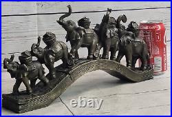 Hand Made Elephant Pack Symbol of Wealth and Luck Bronze Sculpture Statue Art