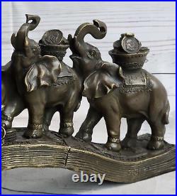 Hand Made Elephant Pack Symbol of Wealth and Luck Bronze Sculpture Statue Art