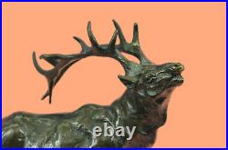 Hand Made Elk Stag Wildlife Art Cabin Lodge Sportsman Art Bronze Marble Statue