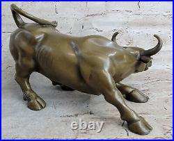 Hand Made European Genuine Bronze Magnificent Stock Market Bull Sculpture