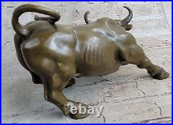 Hand Made European Genuine Bronze Magnificent Stock Market Bull Sculpture