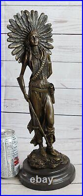 Hand Made Female Woman Warrior Bronze Sculpture dark brown Patina Statue Deal