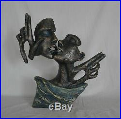 Hand Made First Kiss Salvador Dali Tribute Statue Figure Bronzed Sculpture Deal