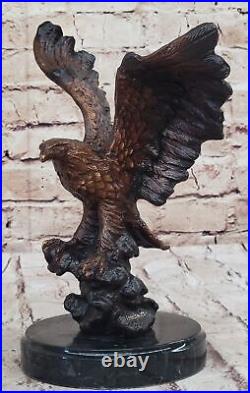 Hand Made Genuine Bronze American Bald Eagle Sculpture by Moigniez Statue