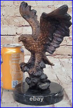 Hand Made Genuine Bronze American Bald Eagle Sculpture by Moigniez Statue