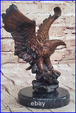 Hand Made Genuine Bronze American Bald Eagle Sculpture by Moigniez Statue