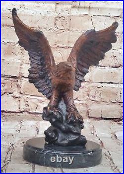 Hand Made Genuine Bronze American Bald Eagle Sculpture by Moigniez Statue