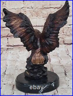 Hand Made Genuine Bronze American Bald Eagle Sculpture by Moigniez Statue